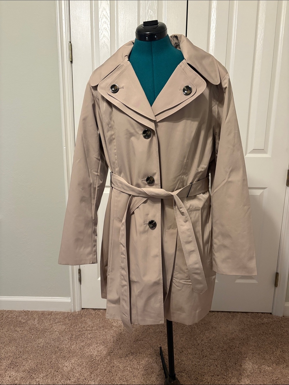 London Fog Stone Beige Trench Coat with Belt